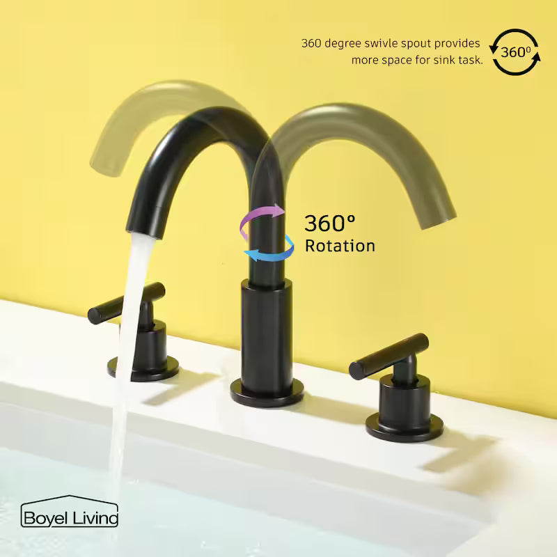 2-Handle Bathroom Faucet with Valve in Matte Black O645