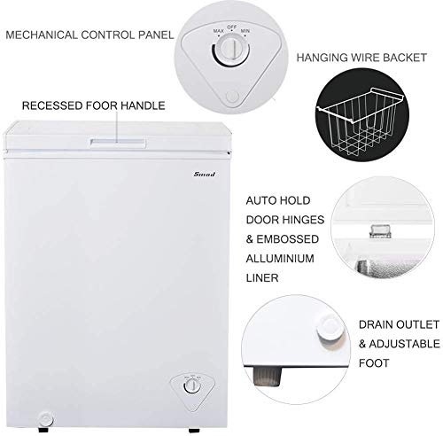 White 10 Cu.Ft Chest Freezer with 3 Removable Basket and Lock N75244