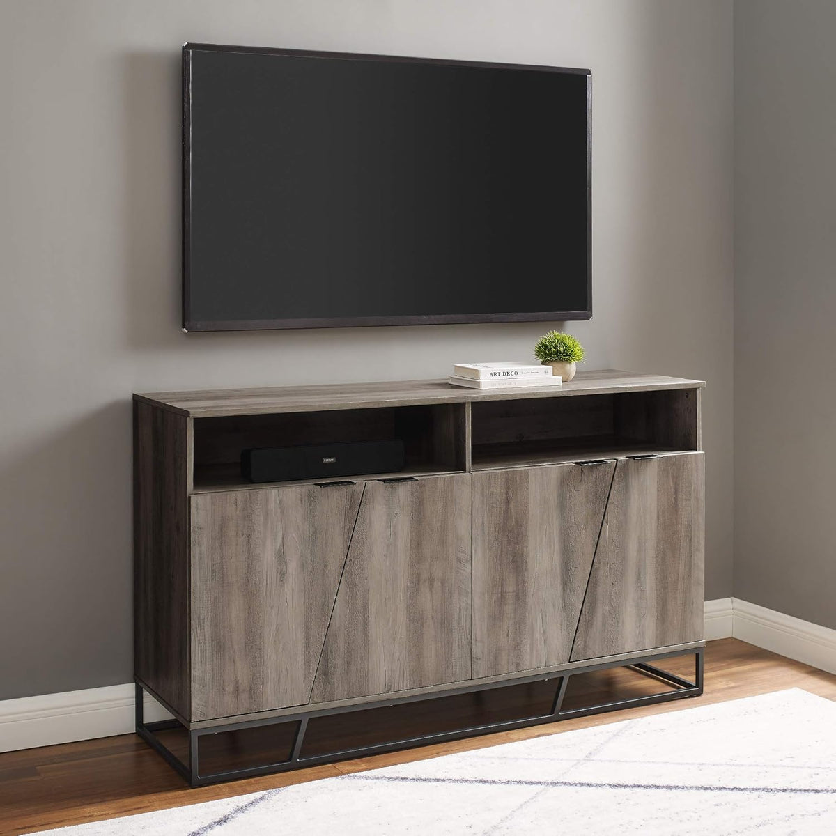 Dark Walnut Sideboard with Open Shelf Storage W753