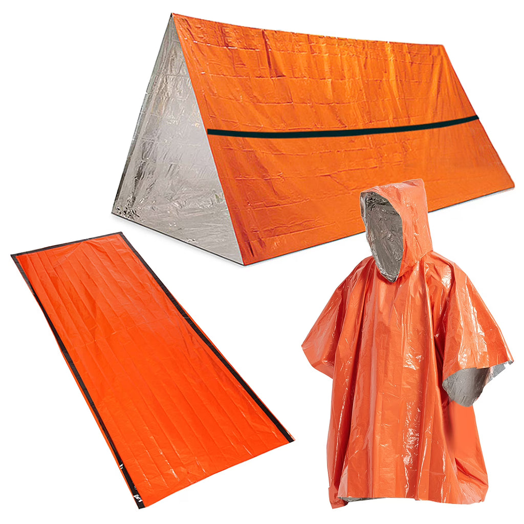 Waterproof Thermal Poncho Raincoat with Sleeping Bag and Tent Shelter Y50720