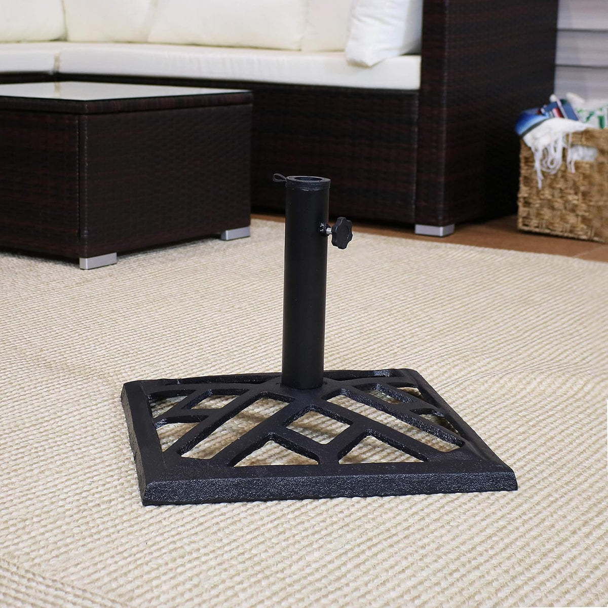 Cast Iron Heavy Duty 17-Inch Square Umbrella Base Stand Y986867