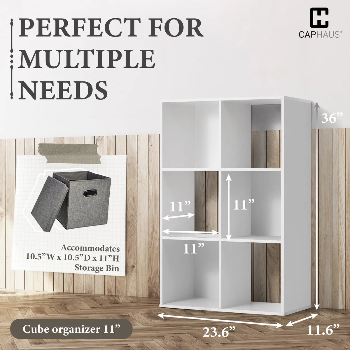 11-Inch Cube Storage Organizer Shelf with Back P497