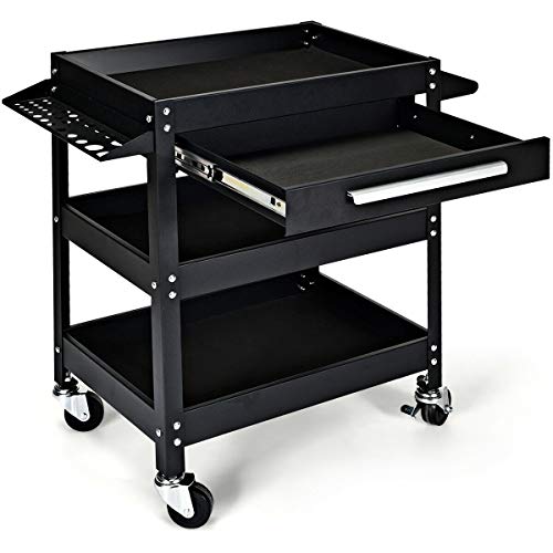 3 Tier Rolling Tool Cart with Storage Drawer D83704