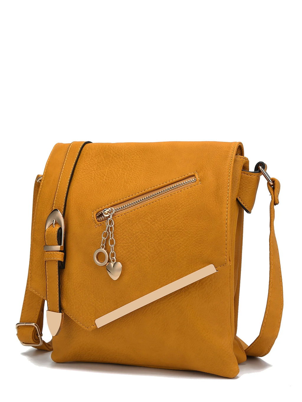 Mustard Vegan Leather Crossbody Bag D4752