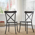 Antique Black Metal Dining Chairs Set of Two U473