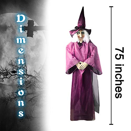 Halloween Outdoor Decoration 75" Life Size Hanging Animated Talking Witch C311043