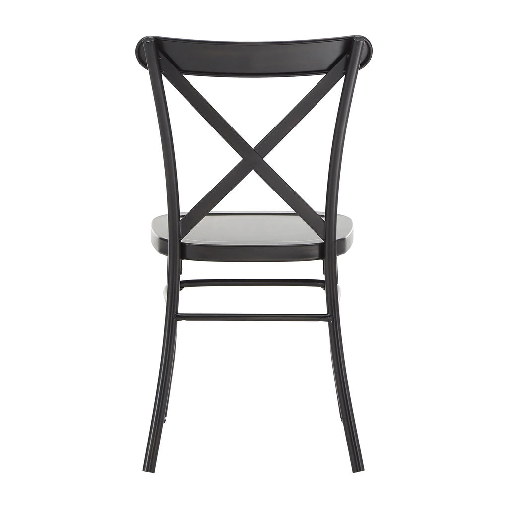 Antique Black Metal Dining Chairs Set of Two U473
