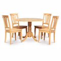 5 Piece Drop Leaf Dining Table Set with Wooden Seat Chairs W44294