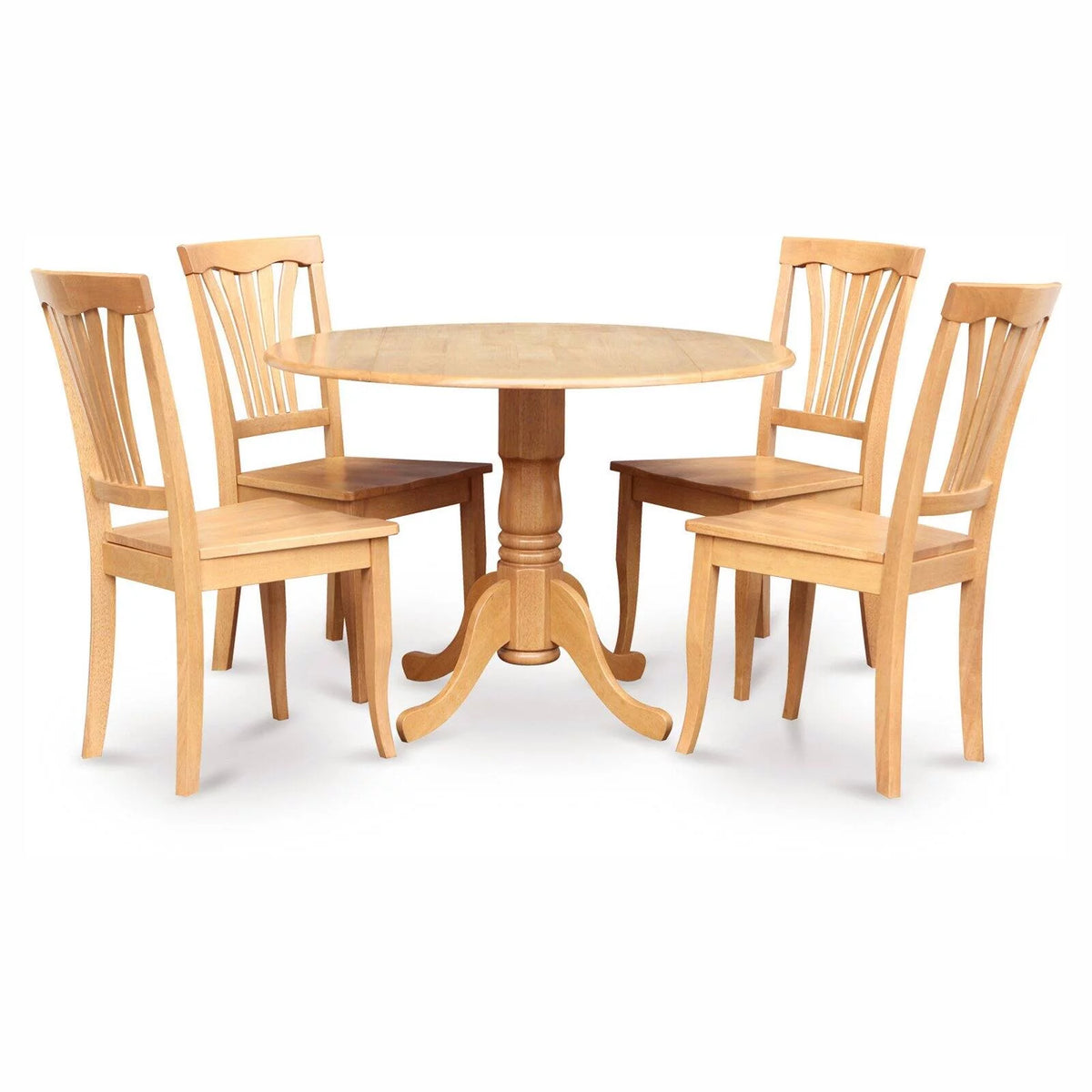 5 Piece Drop Leaf Dining Table Set with Wooden Seat Chairs W44294
