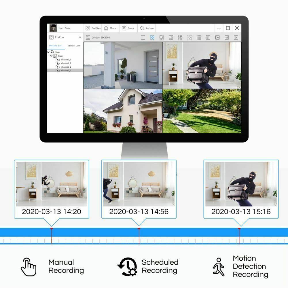 1080p Outdoor CCTV System 4CH DVR with 2x 2MP Cameras H789190