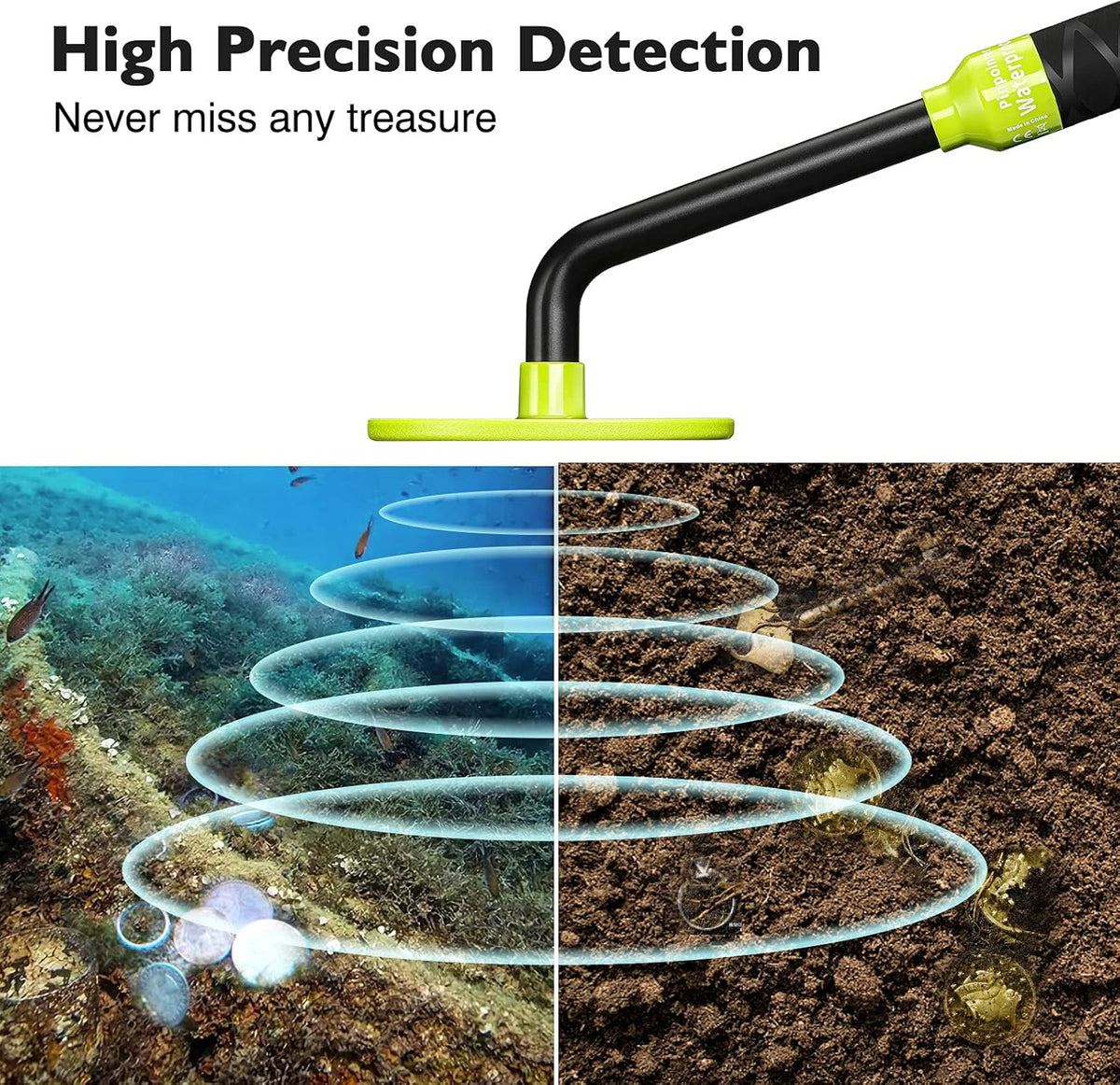 Waterproof Metal Detector 100 Feet Underwater Metal Finder Pinpointer Pulse Indicator R339159