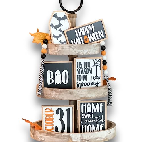 7 Pcs Halloween Themed Tiered Tray Decor Set R5737
