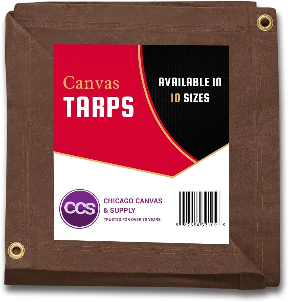 Waterproof Canvas Tarp with Grommets, Brown, 6 by 8 Feet Pack of 2 L66168