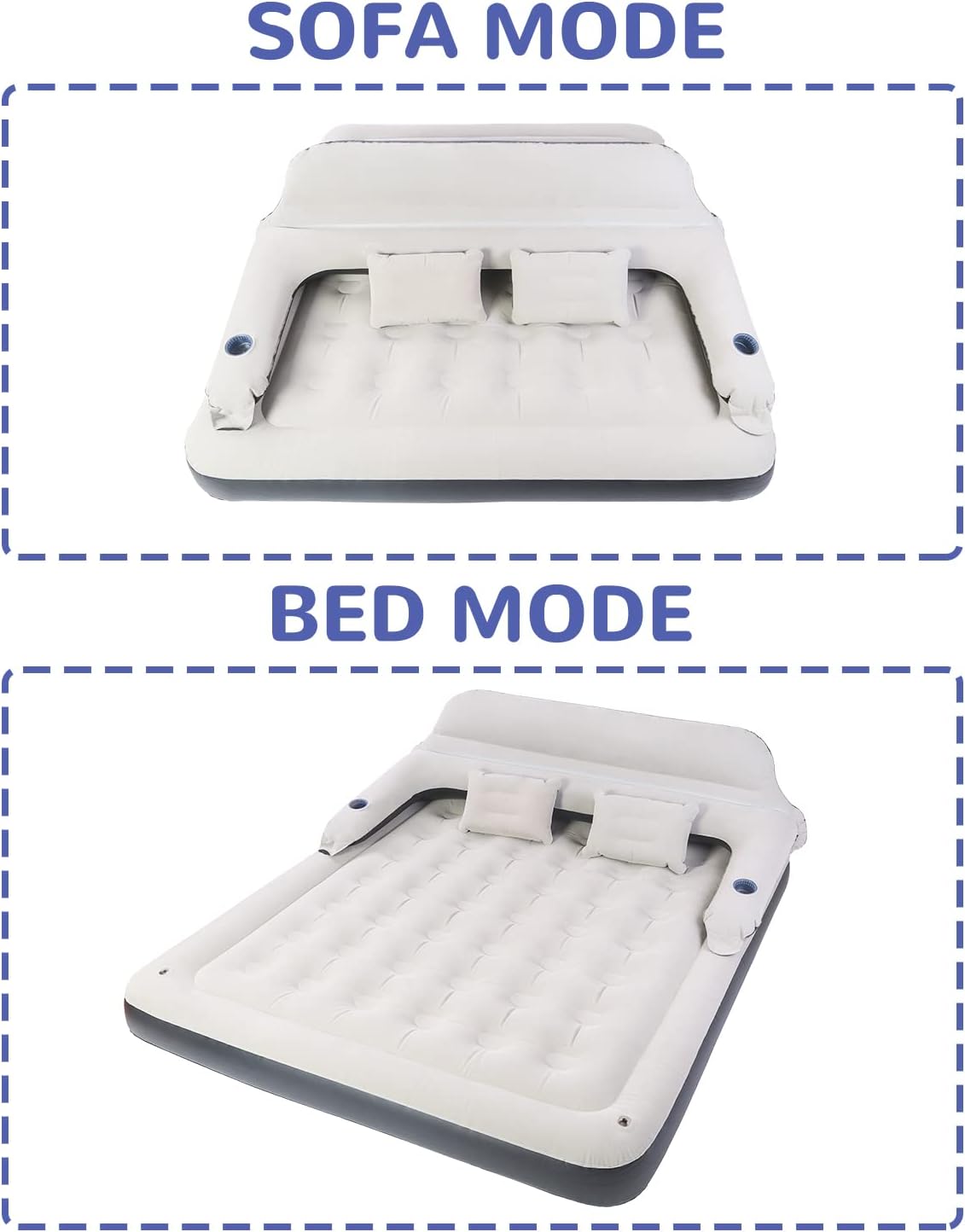 Queen 9 Raised Portable Double Inflatable Air Mattress with Backrest U6836