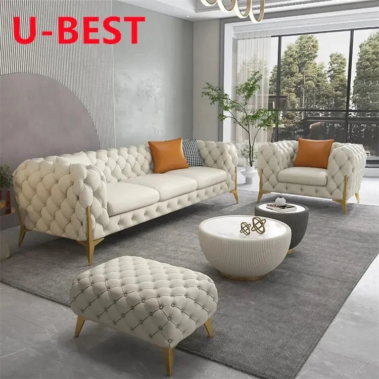 Velvet Tufted Sectional Sofa Set 4 Seat Z4918