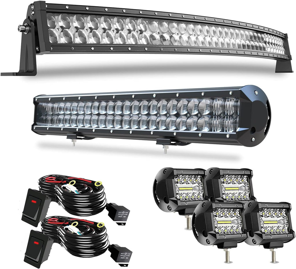 52 inch Curved LED Light Bar Kit with 4PCS Spot LED Pods Fog Lights P472693