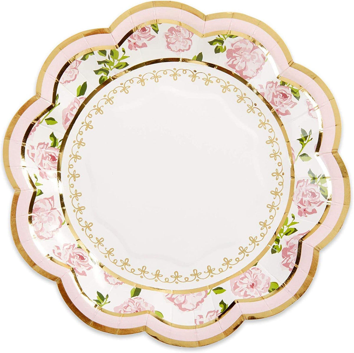 32 Pcs 7 Inch Pink Floral Paper Plates Y3441