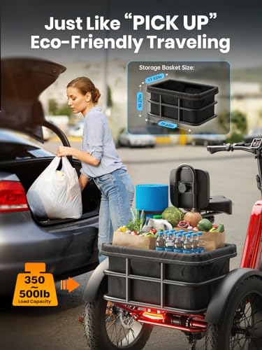 Electric Trike with 750W Motor, 48V 18AH Battery, 20" Fat Tire, Large Basket O924366
