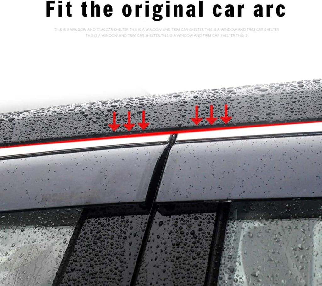 Smoke Car Window Visors Tape-On Outside Deflectors W1517