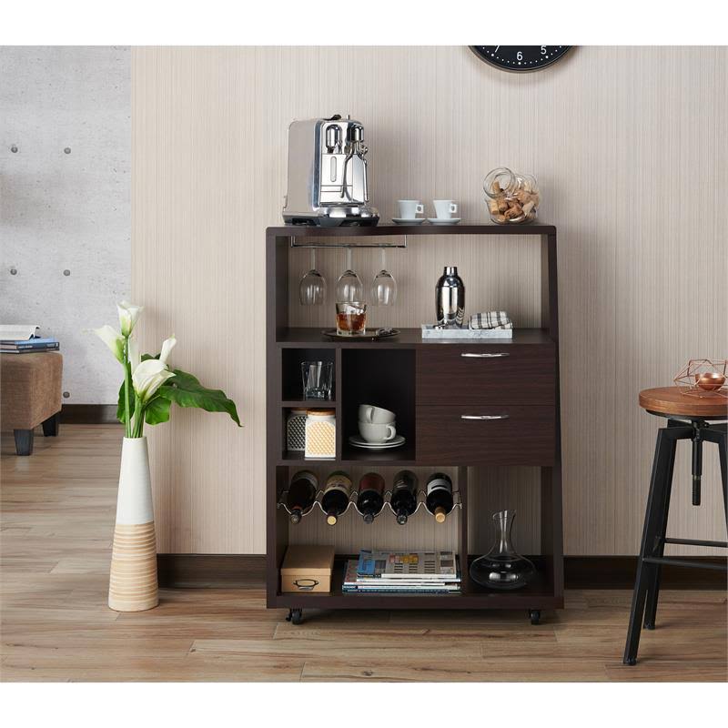 Walnut 2-Drawer Wood Mini Bar U35079