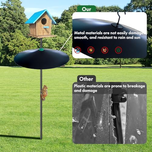 17" Extra Large Black Metal Squirrel Baffle for Bird Feeder Pole G194218