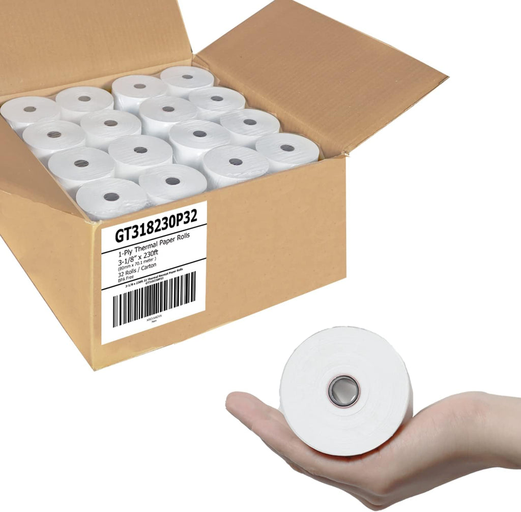 Thermal Paper Receipt Rolls 3 1/8 x 230, BPA Free, 32 Rolls U43675