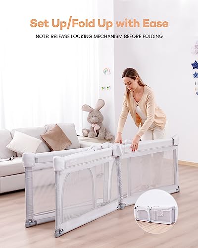 Grey Extra Large Foldable Baby Playpen 79 x 59 x 27 Inches G281