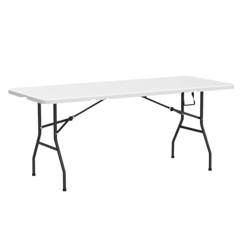 White 6 Foot Heavy Duty Plastic Folding Table H75273