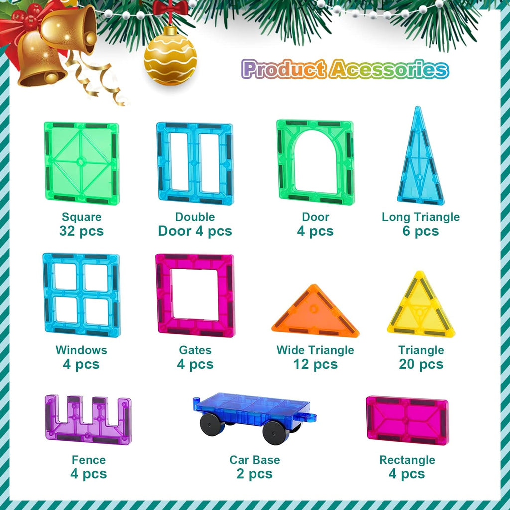 96 Pcs Magnetic Building Blocks with 2 Cars R8495