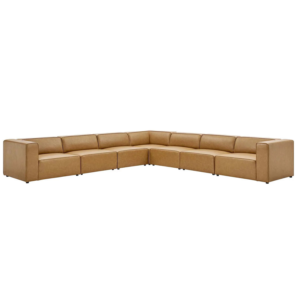 Tan Vegan Leather 7-Piece Sectional Sofa N324032