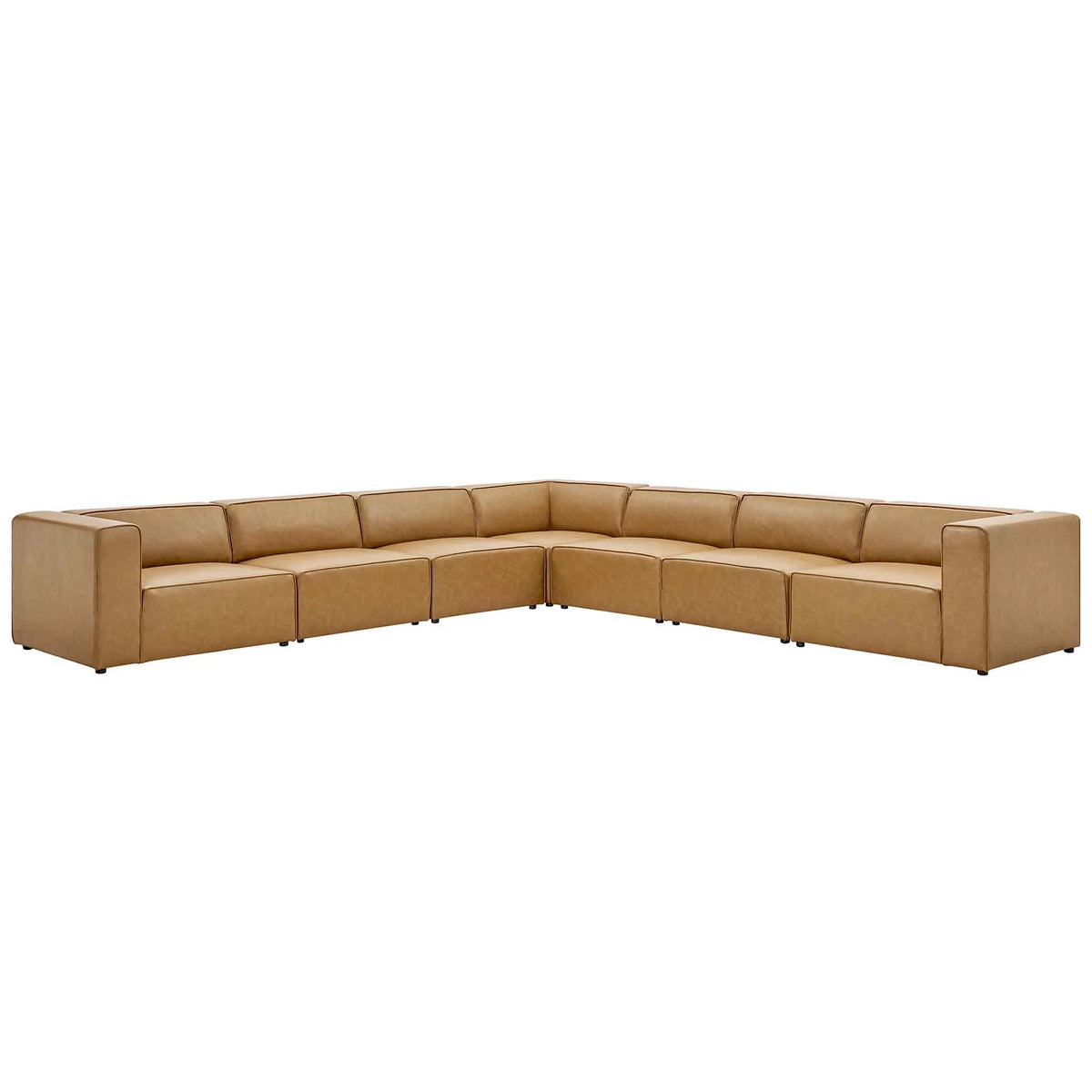 Tan Vegan Leather 7-Piece Sectional Sofa N324032