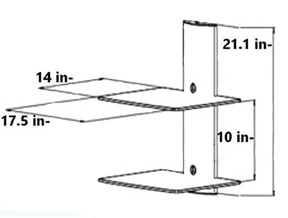 High Gloss Black Double Shelf Wall Mounted AV Component Shelving System with 2 Tempered Glass Shelves G455347