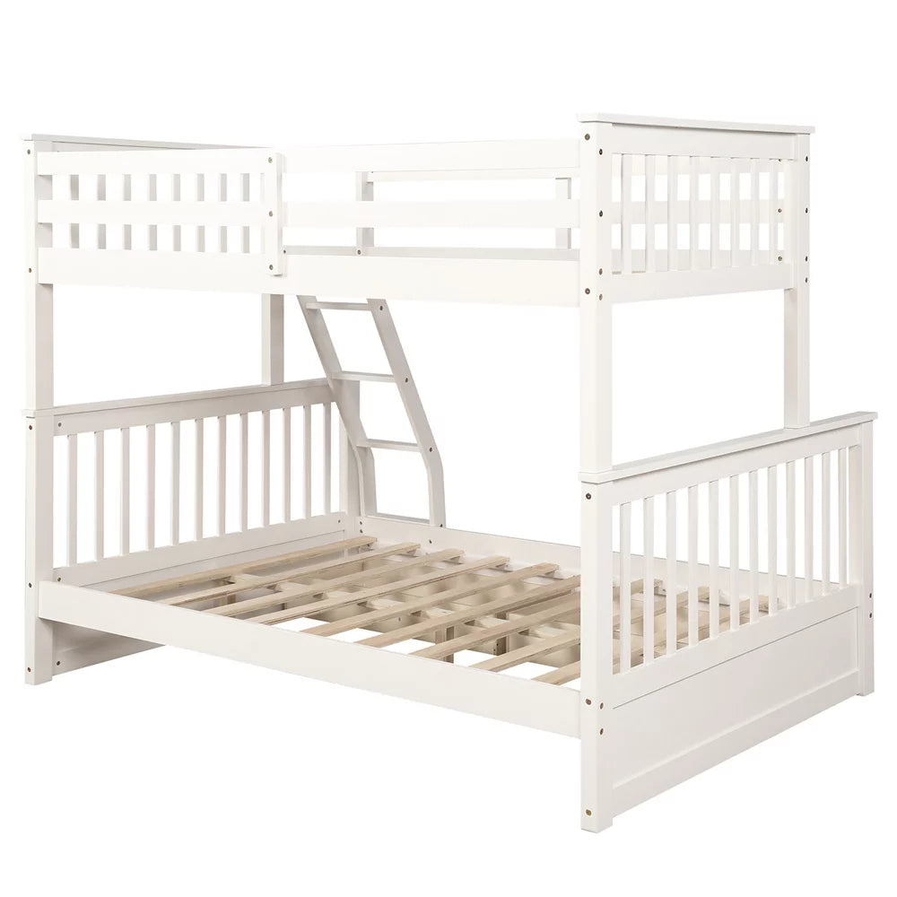 White Pine Wood Twin Over Full Bunk Bed with Two Storage Drawers Q842