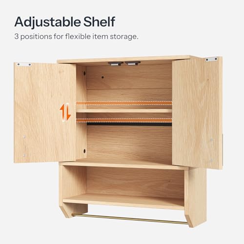 Fluted Bathroom Wall Cabinet with Towel Rack Y67959