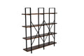 Walnut Brown 4 Shelf Double Etagere Bookcase J774611