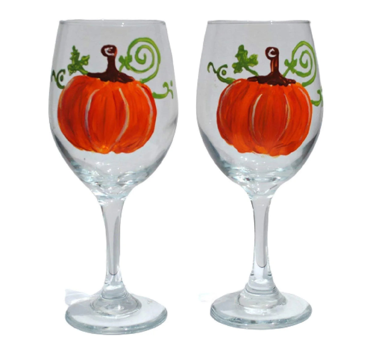 2 Hand Painted Stemmed Wine Glasses Set F663515