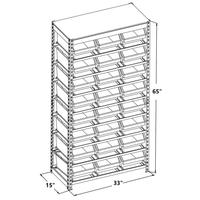 Gray 8-Tier Storage Rack with 24 Plastic Bins Z1199