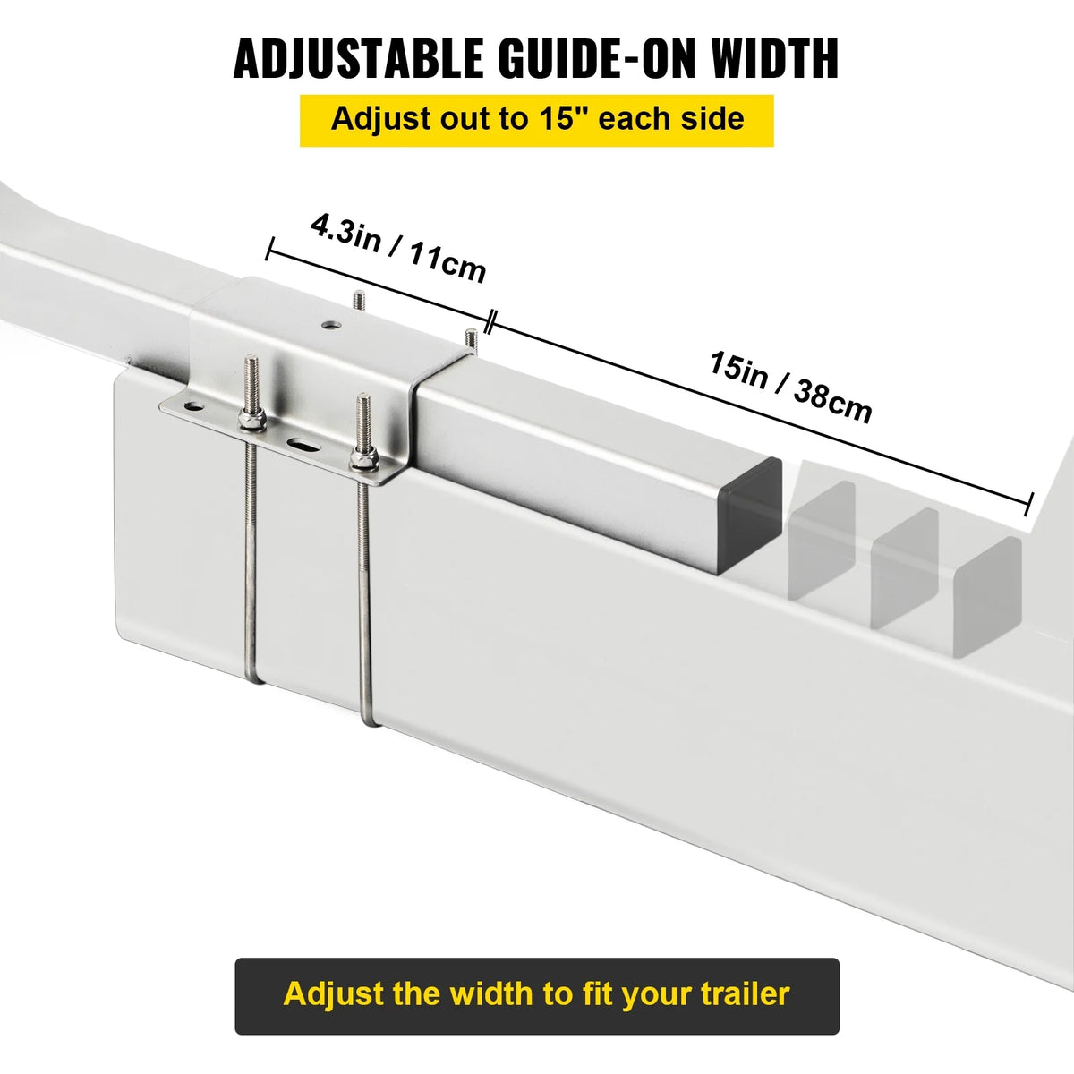 Galvanized Steel Trailer Guide-on with Carpet-padded Boards, One Pair W642