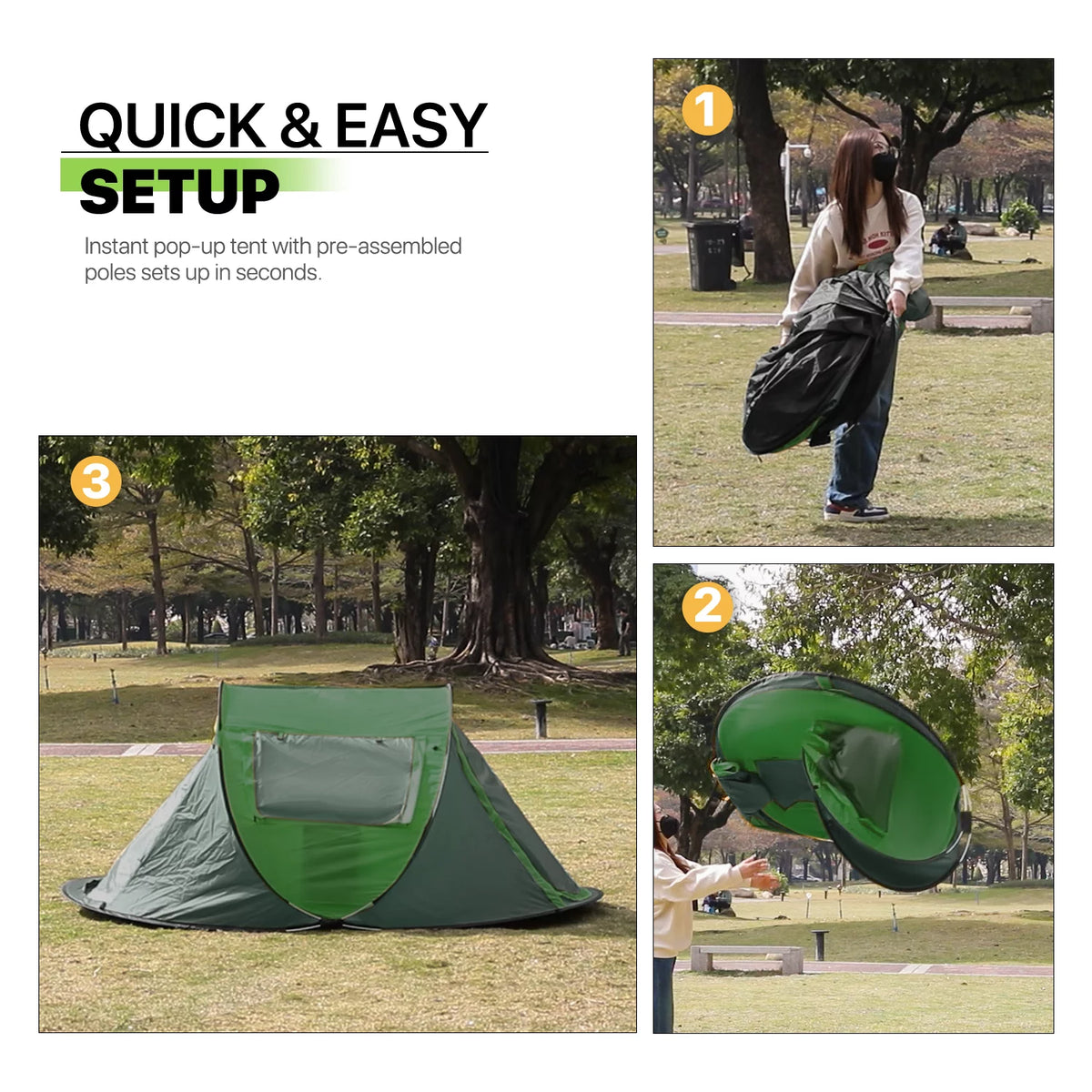 3 Person Pop Up Camping Tent G195752
