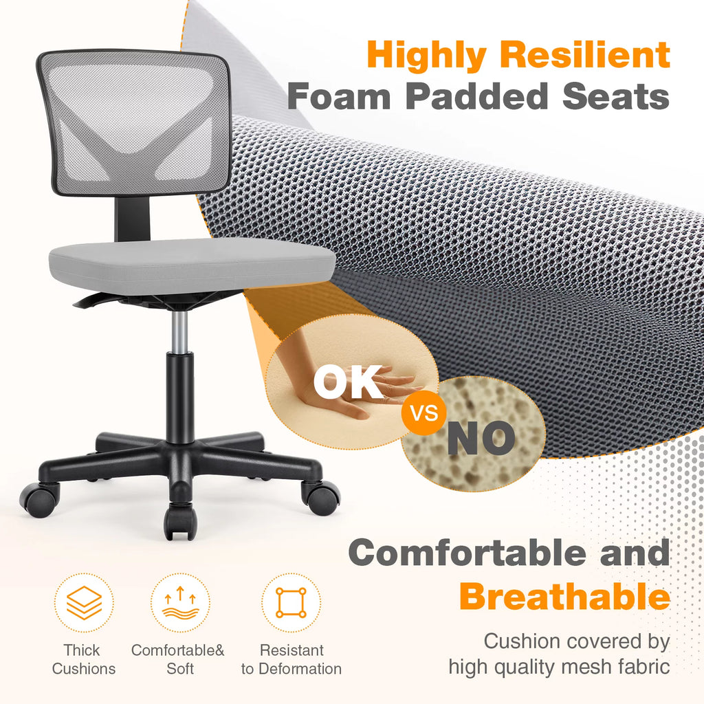 Armless Mesh Swivel Adjustable Low Back Task Chair Q529