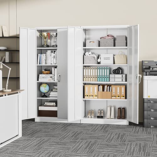 72” Black Metal Storage Cabinet with 2 Doors and 4 Adjustable Shelves B2692