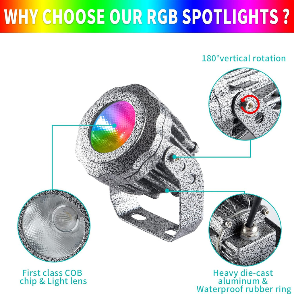 10W RGB LED Outdoor Landscape Spotlight with Remote Control M5197