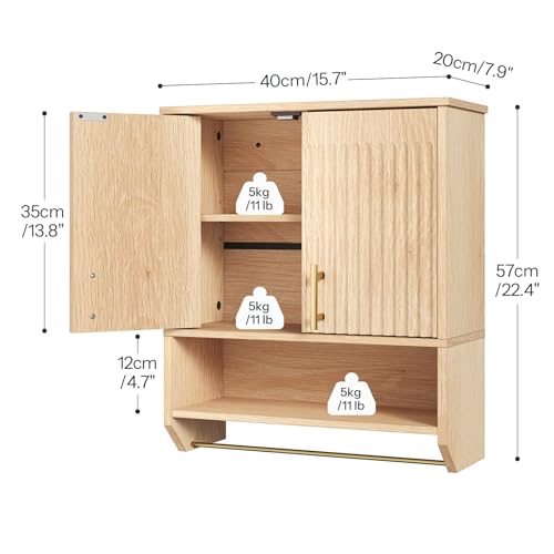 Fluted Bathroom Wall Cabinet with Towel Rack Y67959