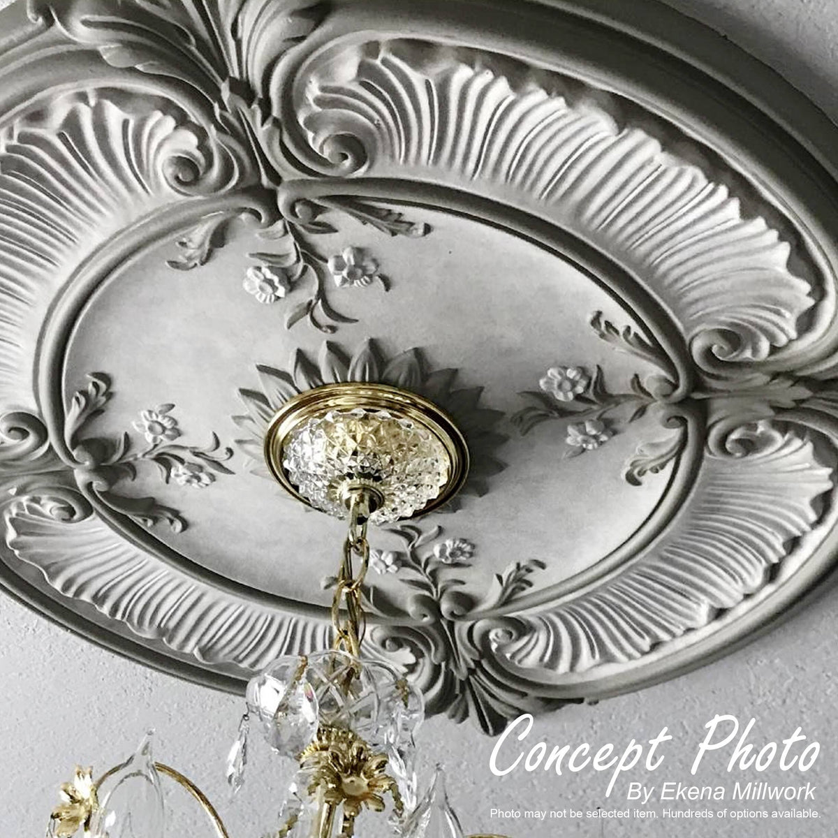 24 inchw x 20 1/2 inchh x 1 1/8 inchp Hand-Painted Black Pearl Ceiling Medallion S613