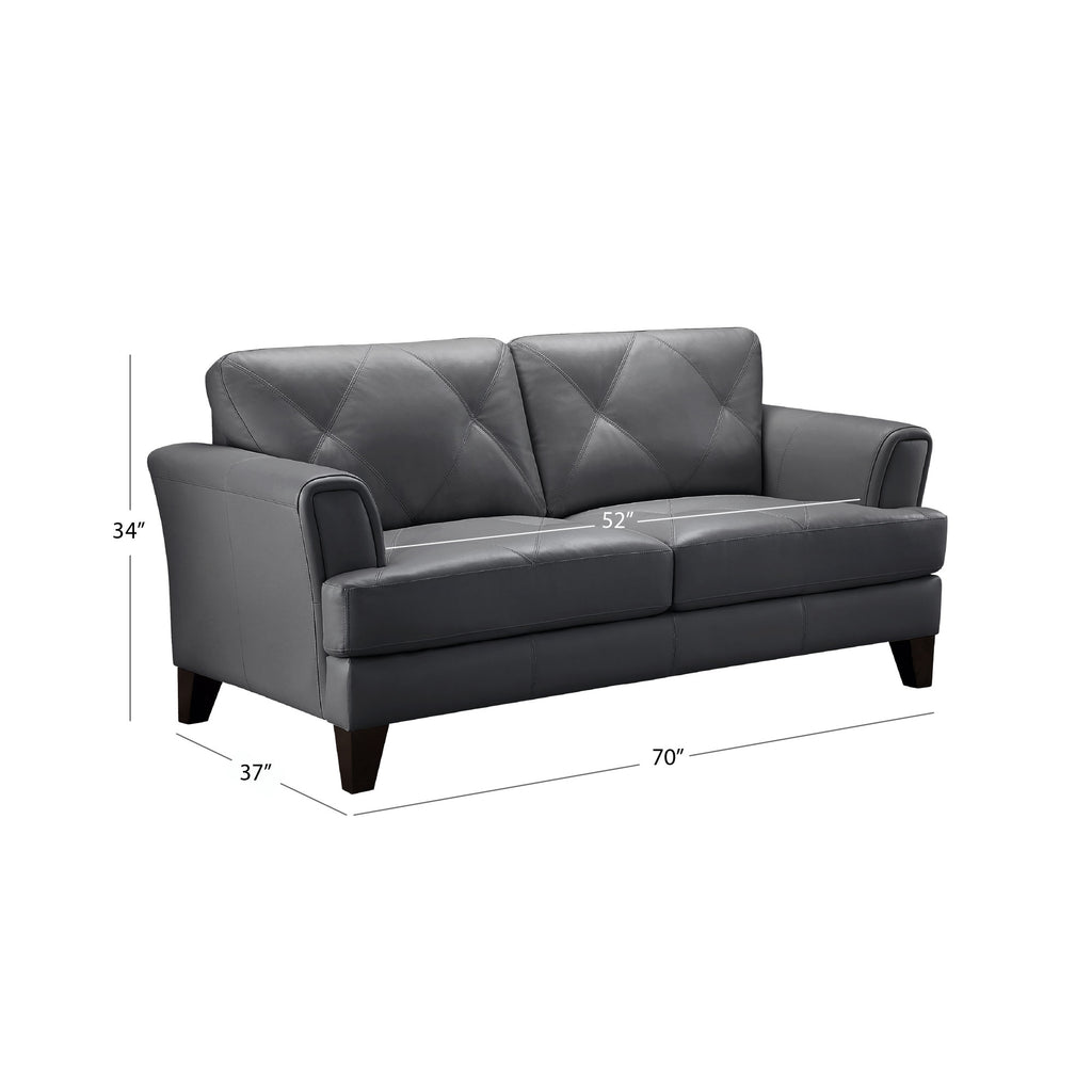 Blue Top Grain Leather Loveseat Z234