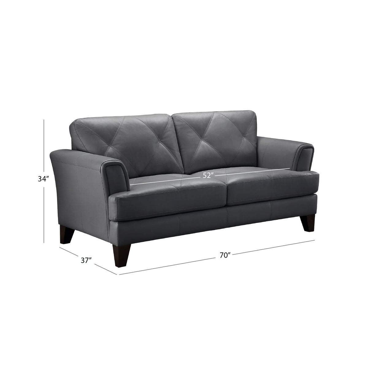 Blue Top Grain Leather Loveseat Z234