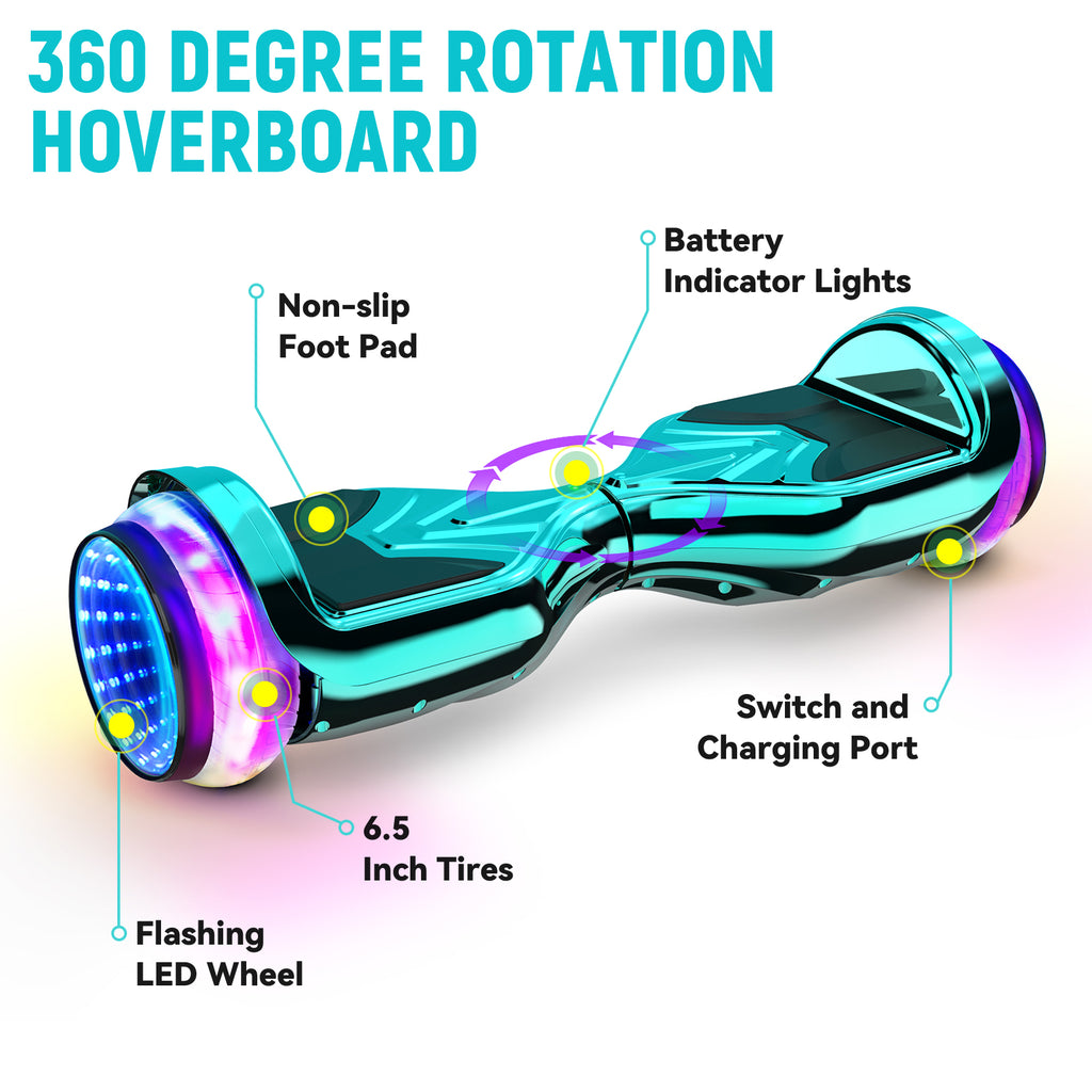 Bluetooth Hoverboard with LED Lights, All Terrain 6.5 inch Two Wheels Electric Scooter K8237