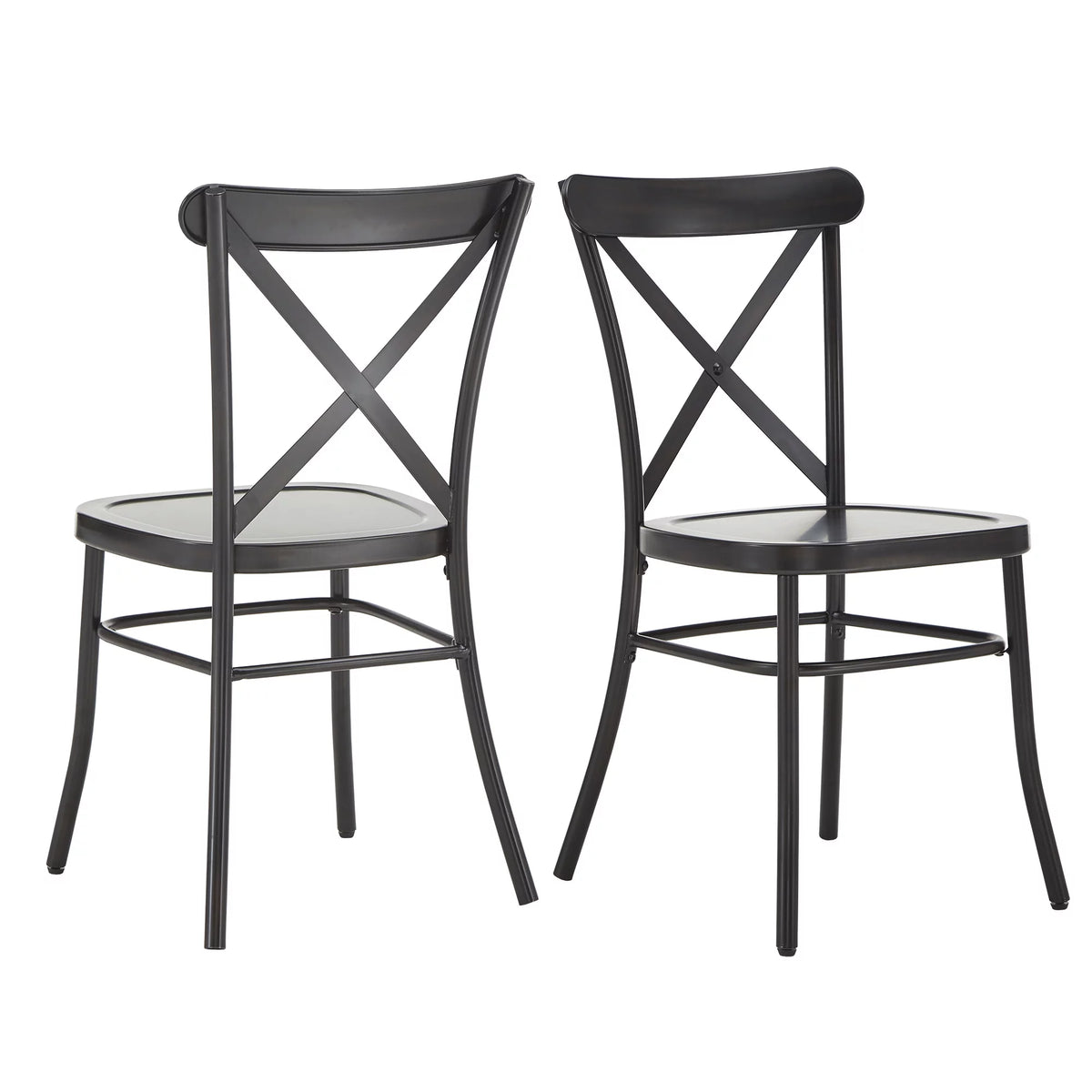 Antique Black Metal Dining Chairs Set of Two U473