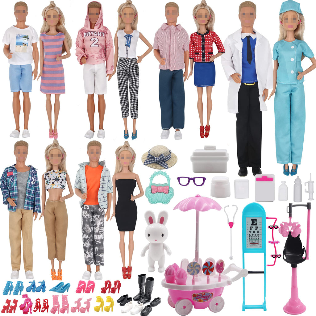 90Pcs Doll Clothes and Accessories for 11.5'' Girl Doll and 12'' Boy Doll Doctor Nurse Playset J60493