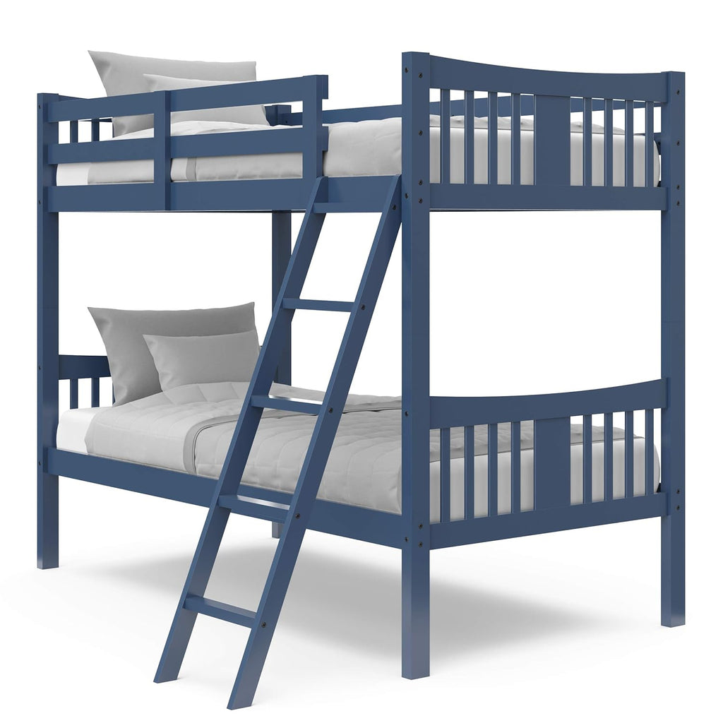 Gray Solid Hardwood Twin Bunk Bed with Ladder and Safety Rail L67524